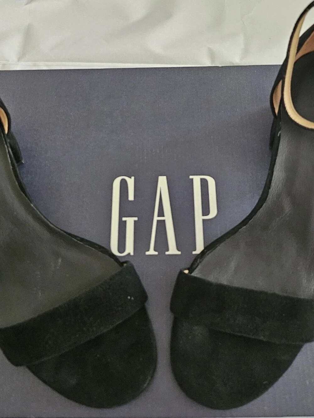 Gap Black Suede Block Heel Sandal